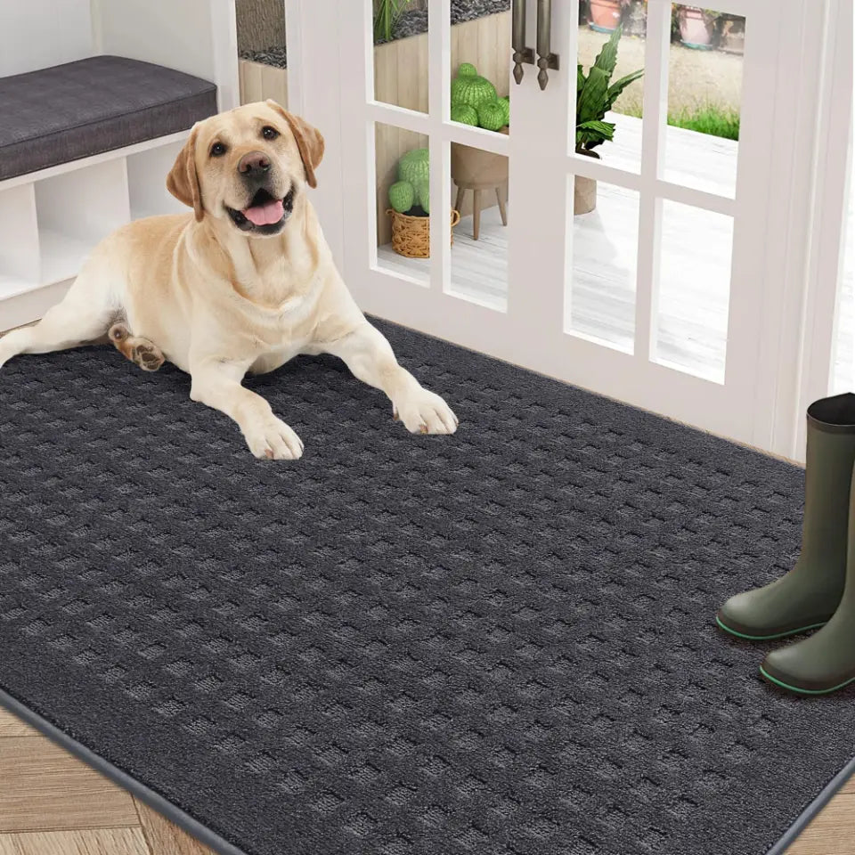 36x60 Dark Grey Embossed Waffle Pattern Front Door Mats