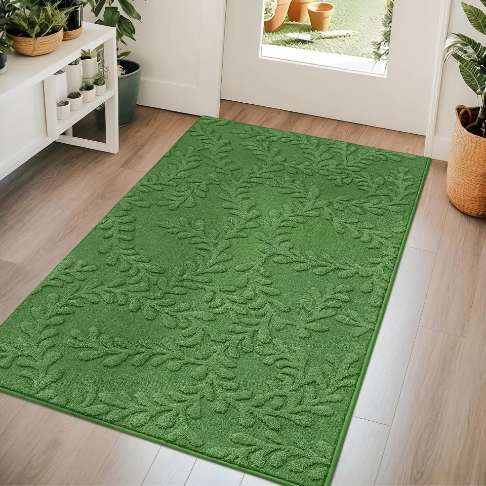 36x60 Green Prominent Embossed Leaf Stylish Door Mats