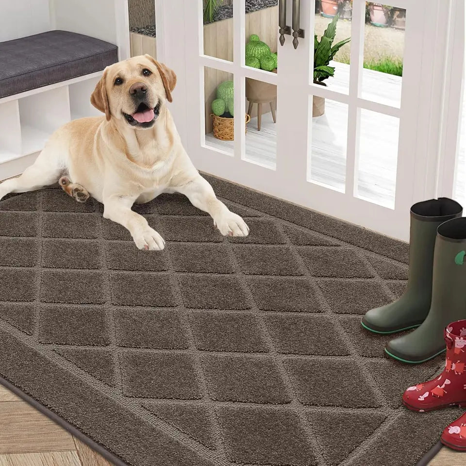 36x60 Light Brown Embossed Diamond Lattice with Border Door Mats