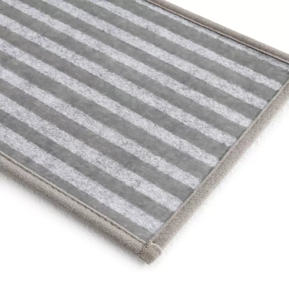 Backing Material Details of Beige and Grey Floral Patterns Carpet Stair Treads Set
