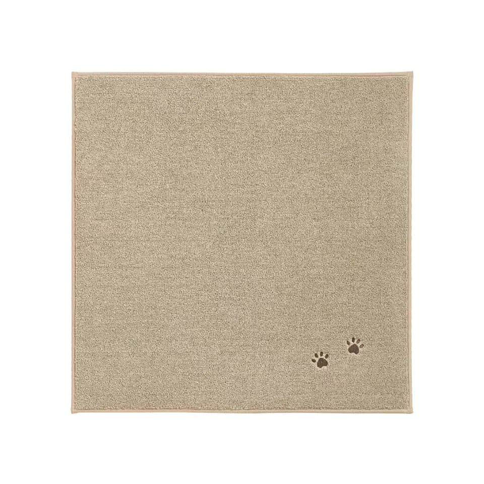 Beige Embroidered Dog Paw Prints Stair Corner Mat