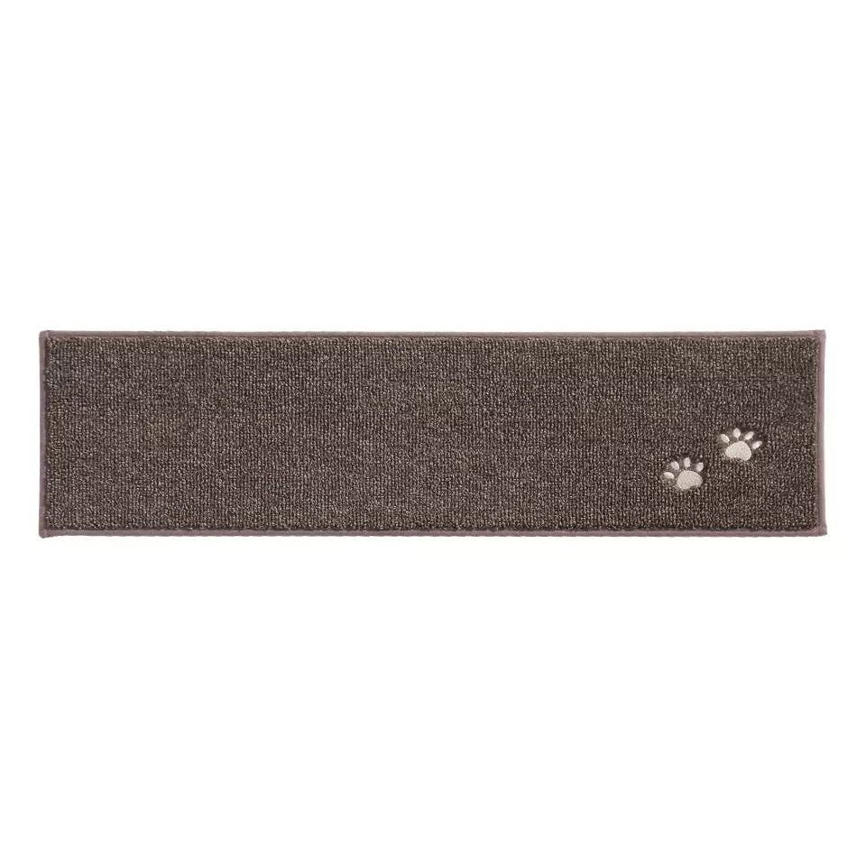 Brown Embroidered Dog Paw Prints Carpet Stair Treads Set