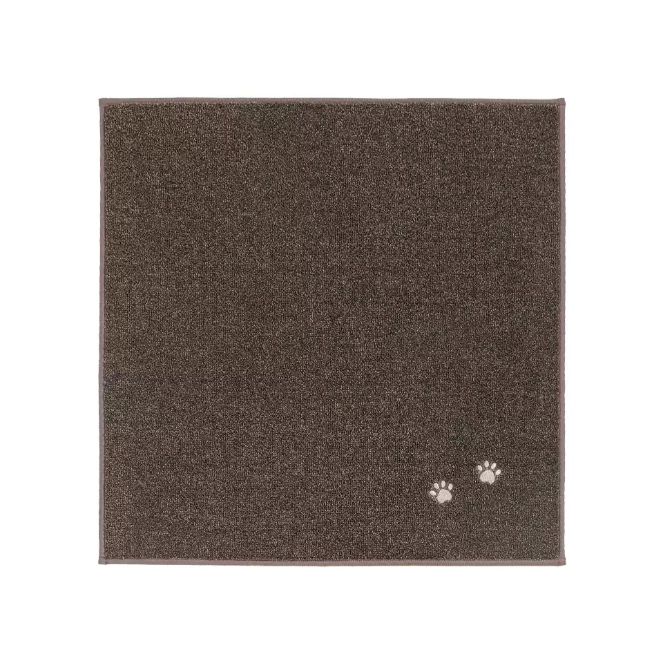 Brown Embroidered Dog Paw Prints Stair Corner Mat