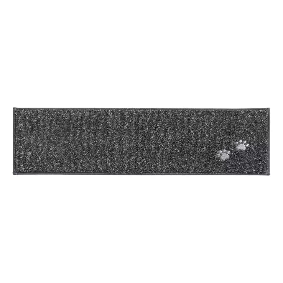 Dark Grey Embroidered Dog Paw Prints Carpet Stair Treads Set