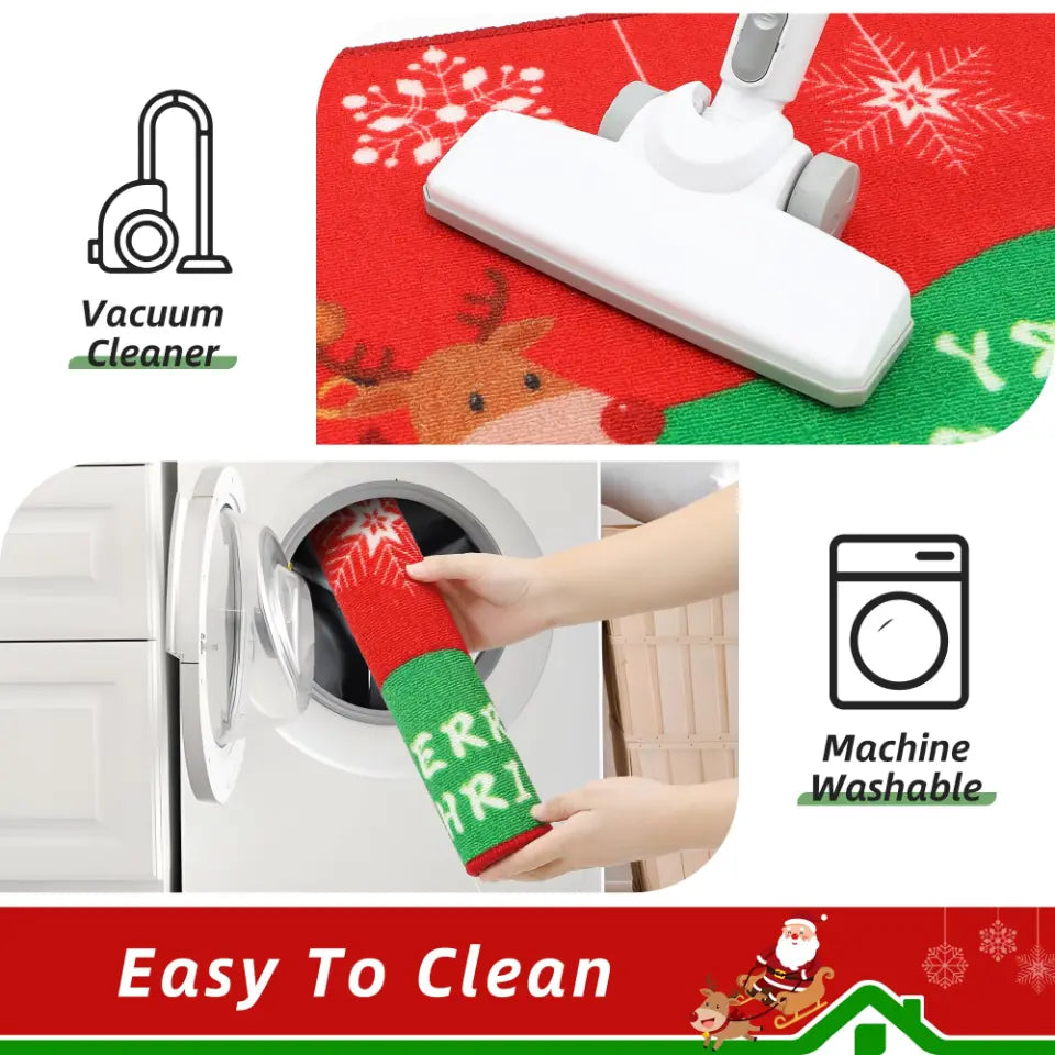 Easy Cleaning Santa Claus Christmas Kitchen Mat Sets