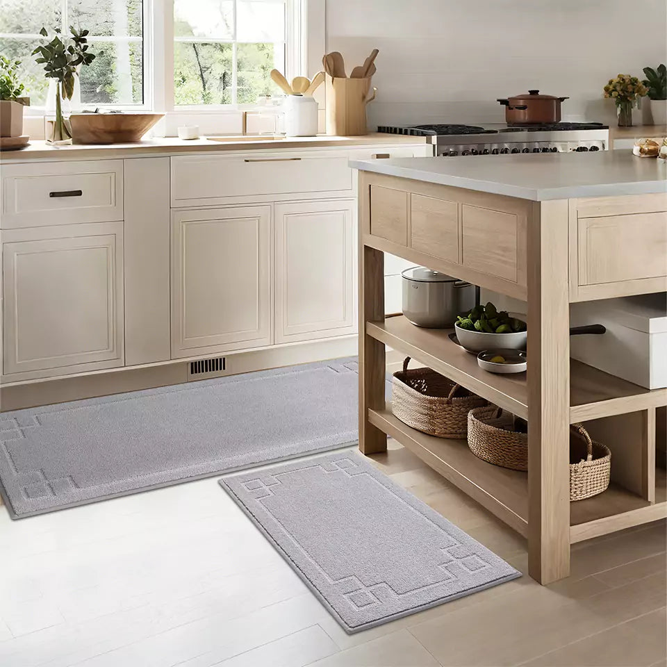 Framed Durable Kitchen Rugs in Front of Sink