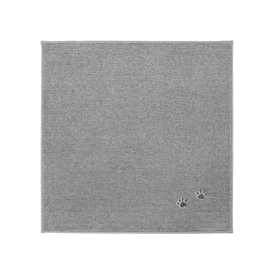 Grey Embroidered Dog Paw Prints Stair Corner Mat