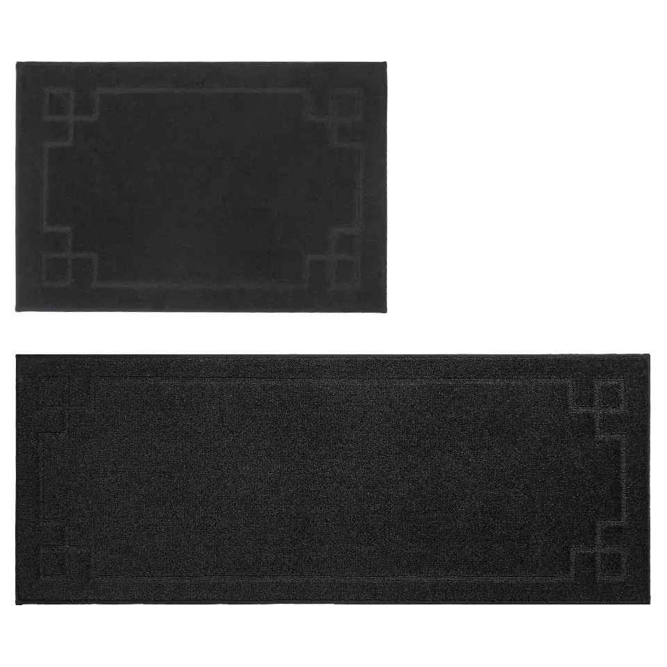 Large Black Classic Framed Large Kitchen Rugs Set