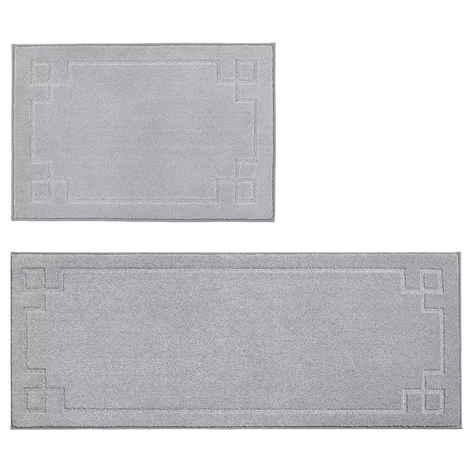 Large Light Grey Classic Framed Large Kitchen Rugs Set