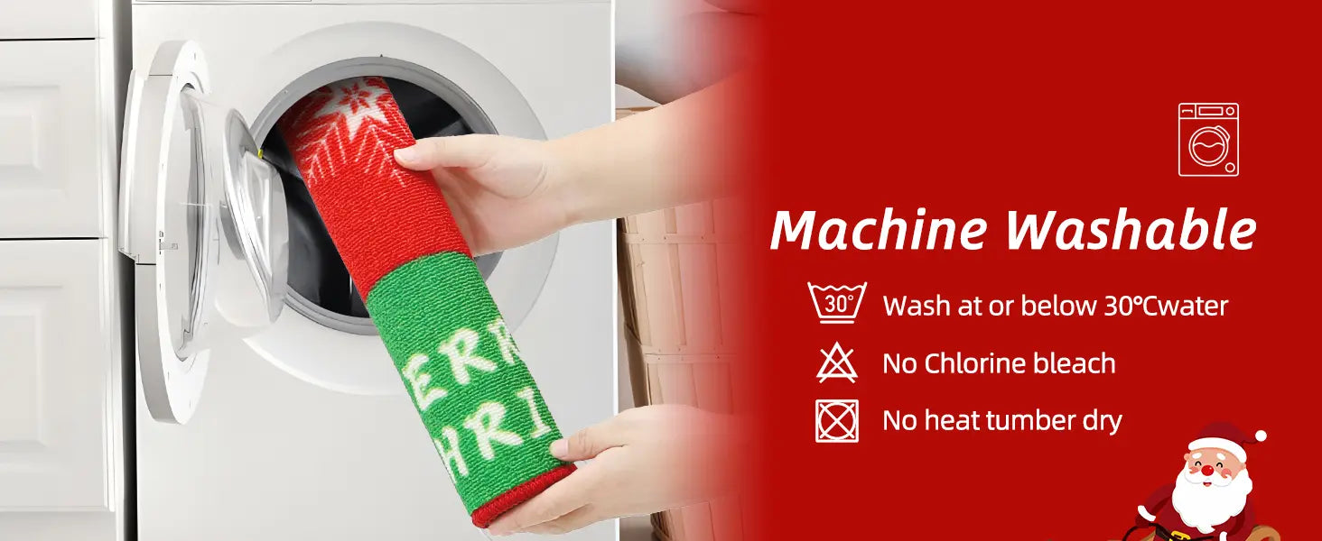 Machine Washable Santa Claus Christmas Kitchen Mat Sets