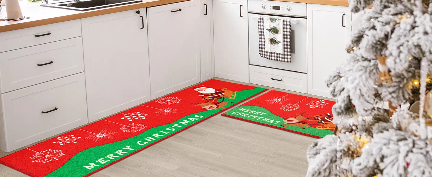 Santa Claus Christmas Kitchen Floor Mat in Kitchen