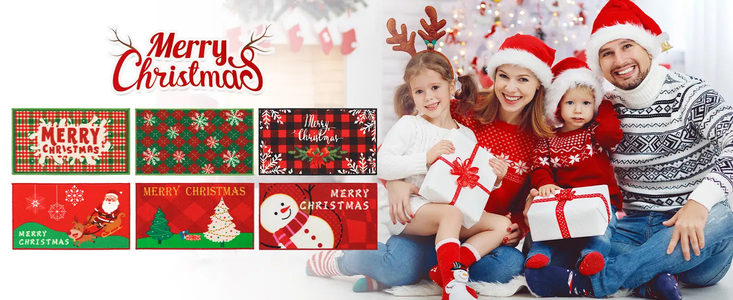 Santa Claus Christmas Kitchen Mat Sets for Xmas