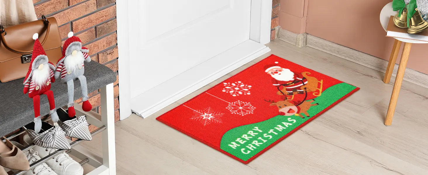 Santa Claus Christmas Kitchen Mat Sets in Entryway