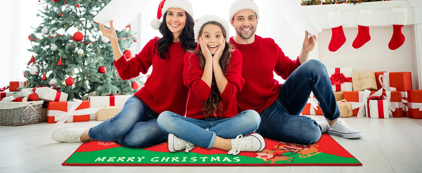 Santa Claus Christmas Kitchen Mat Sets in Living Room