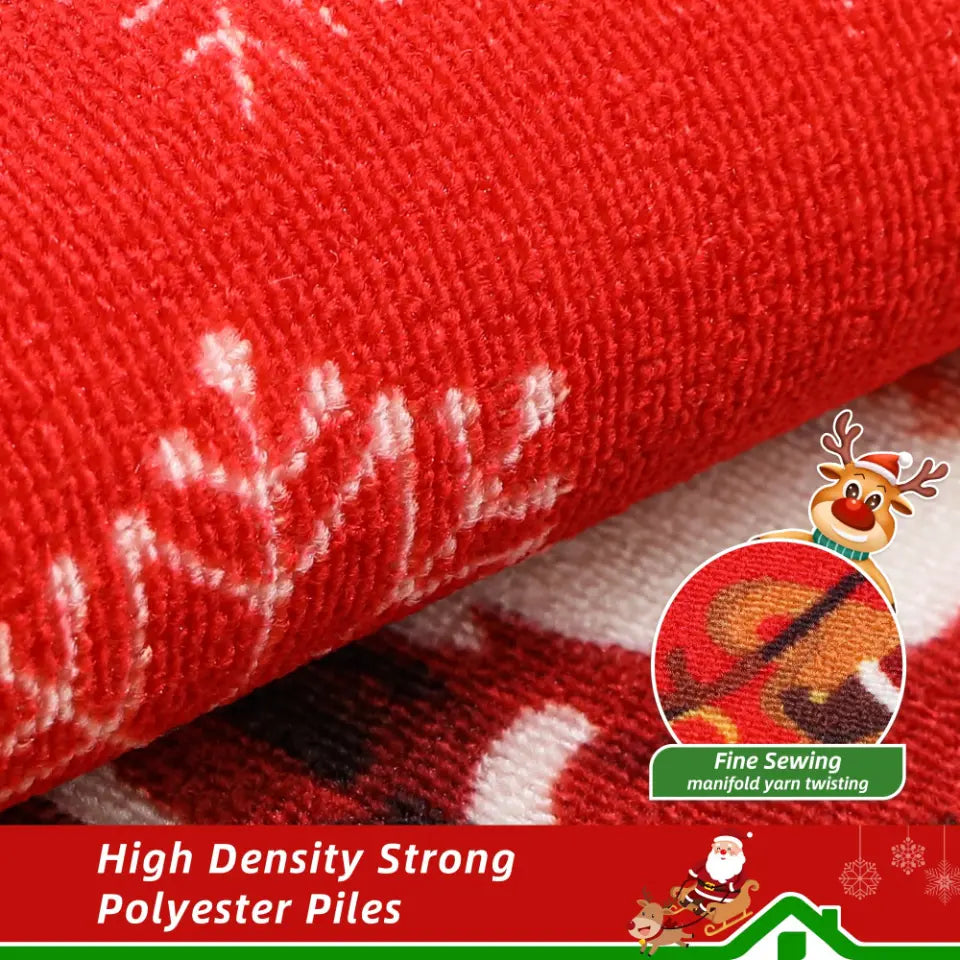 Santa Claus Christmas Kitchen Mat Sets with High Density Strong Polyester Piles