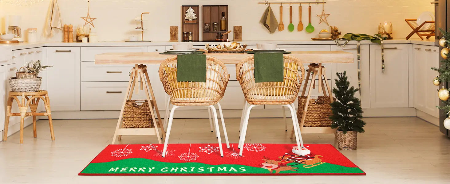 Santa Claus Christmas Kitchen Runner in Dining Room