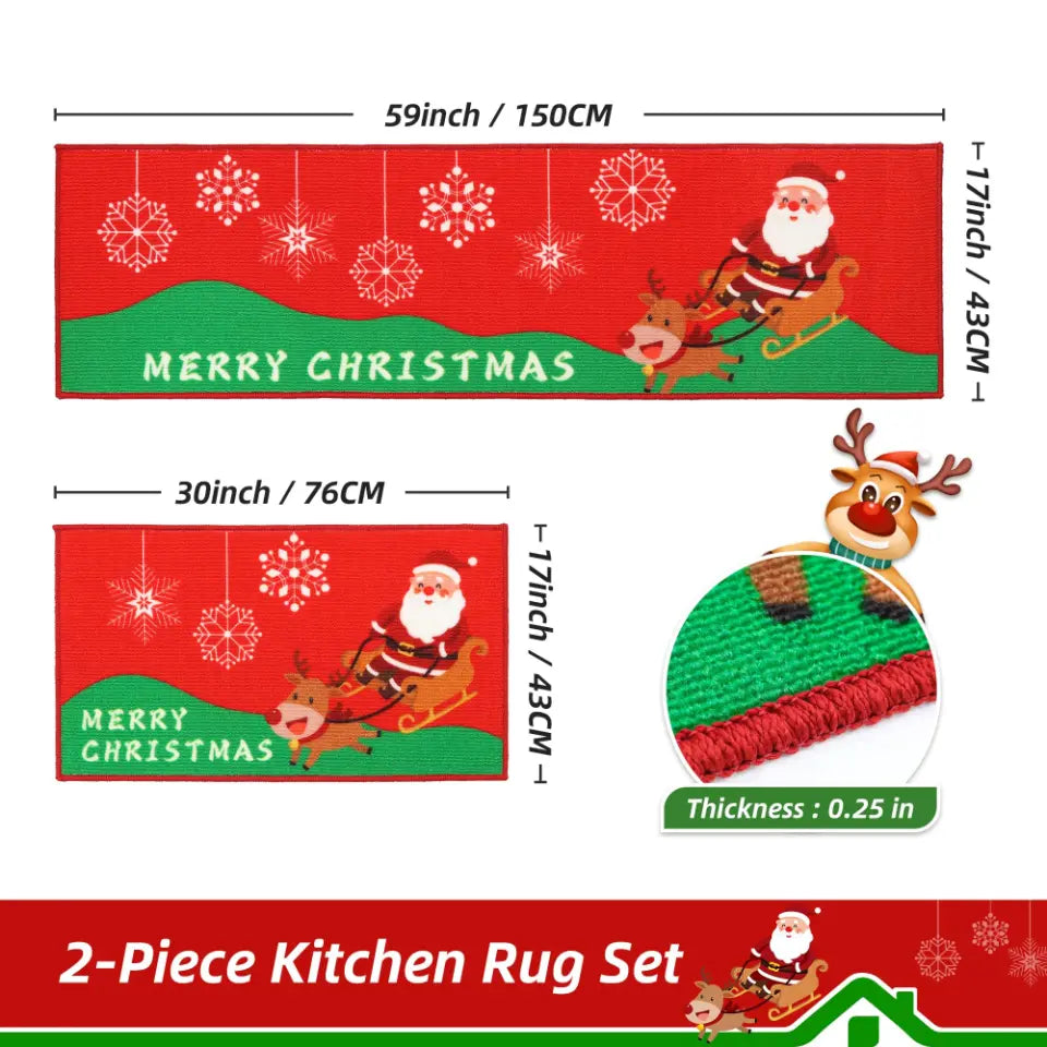 Size Dimension of Santa Claus Christmas Kitchen Mat Sets