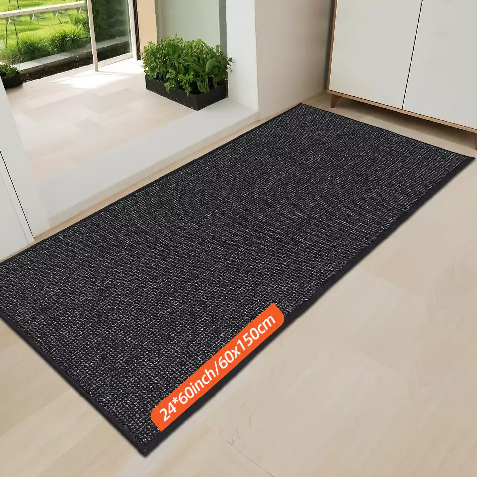 Size of 24x60 Black Dirt Trapper Plain Double Door Entry Mat