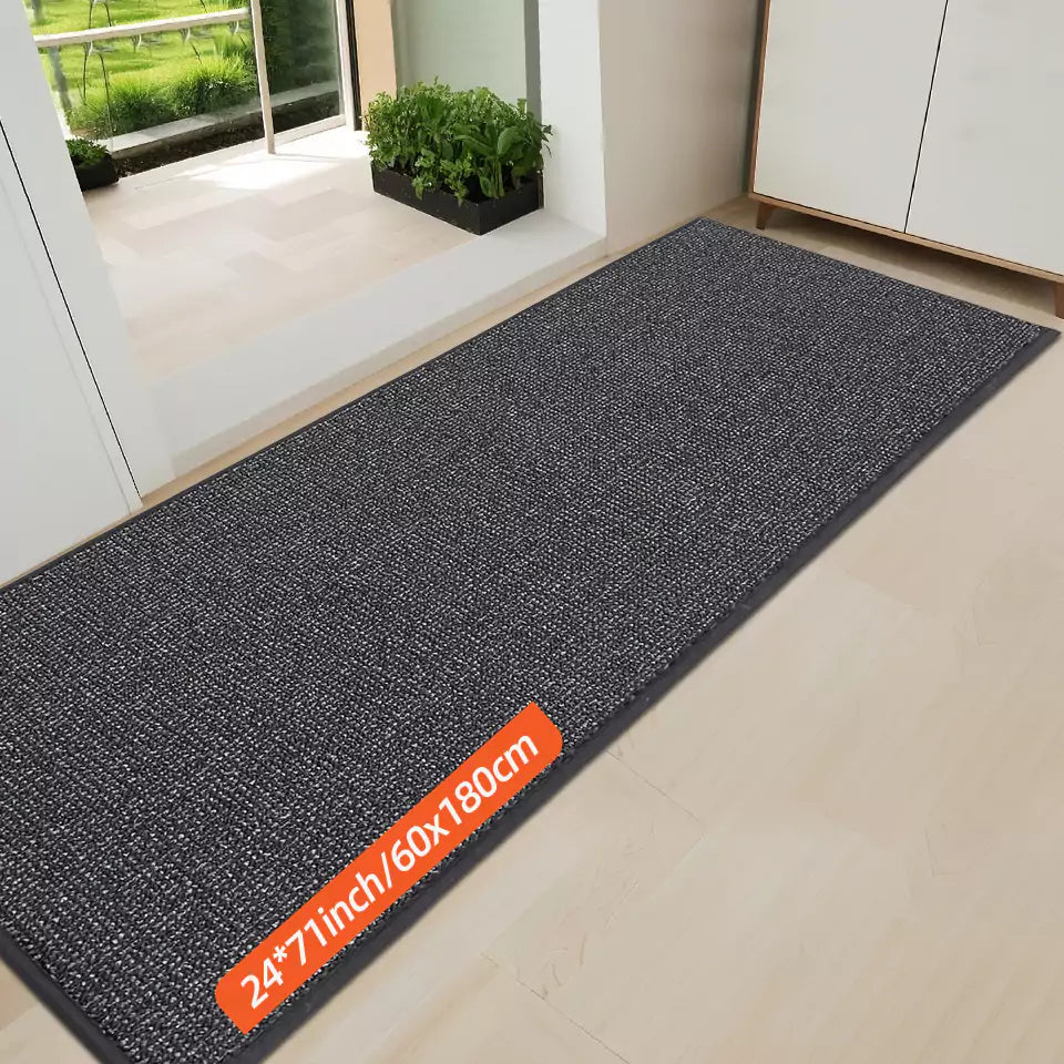 Size of 24x71 Charcoal Dirt Trapper Plain Double Door Entry Mat