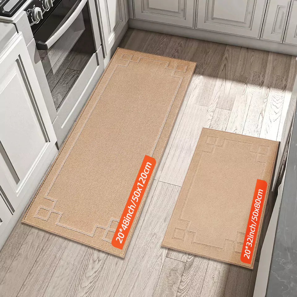 Size of Beige Small Classic Framed Large Kitchen Rugs Set