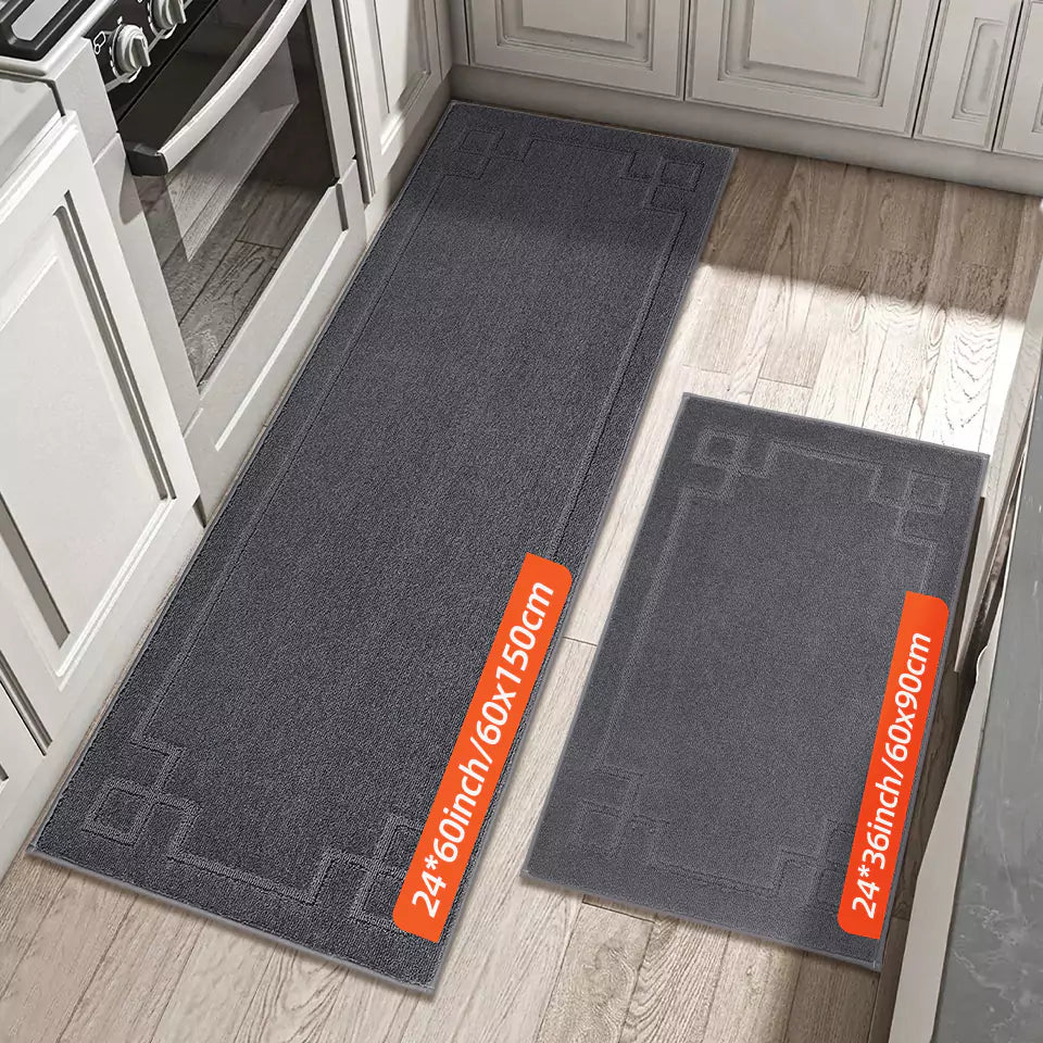 Size of Dark Grey Large Classic Framed Large Kitchen Rugs Set