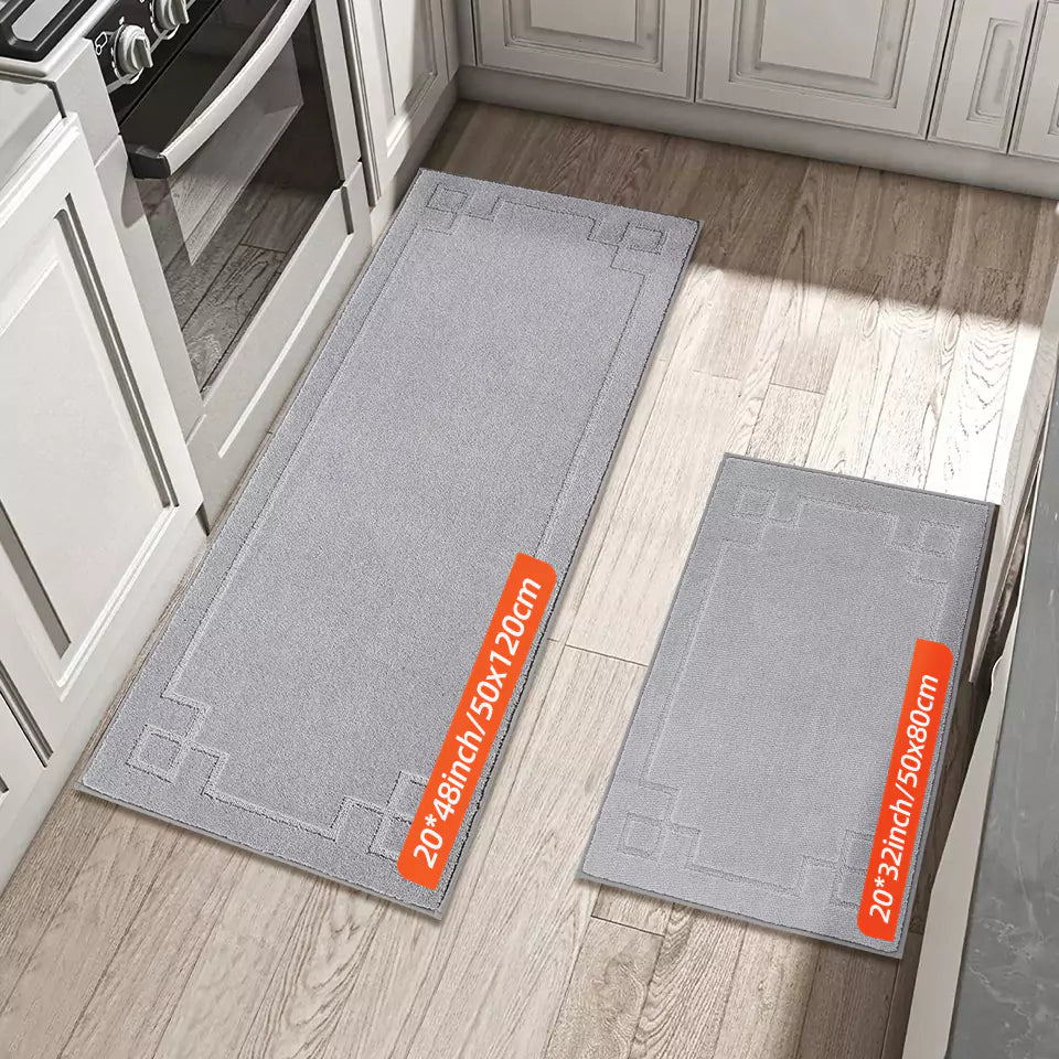 Size of Light Grey Small Classic Framed Large Kitchen Rugs Set