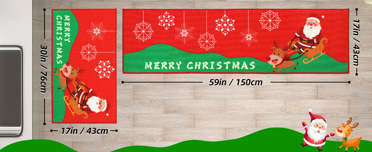 Size of Santa Claus Christmas Kitchen Mat Sets