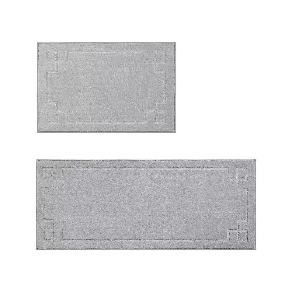 Small Light Grey Classic Framed Large Kitchen Rugs Set