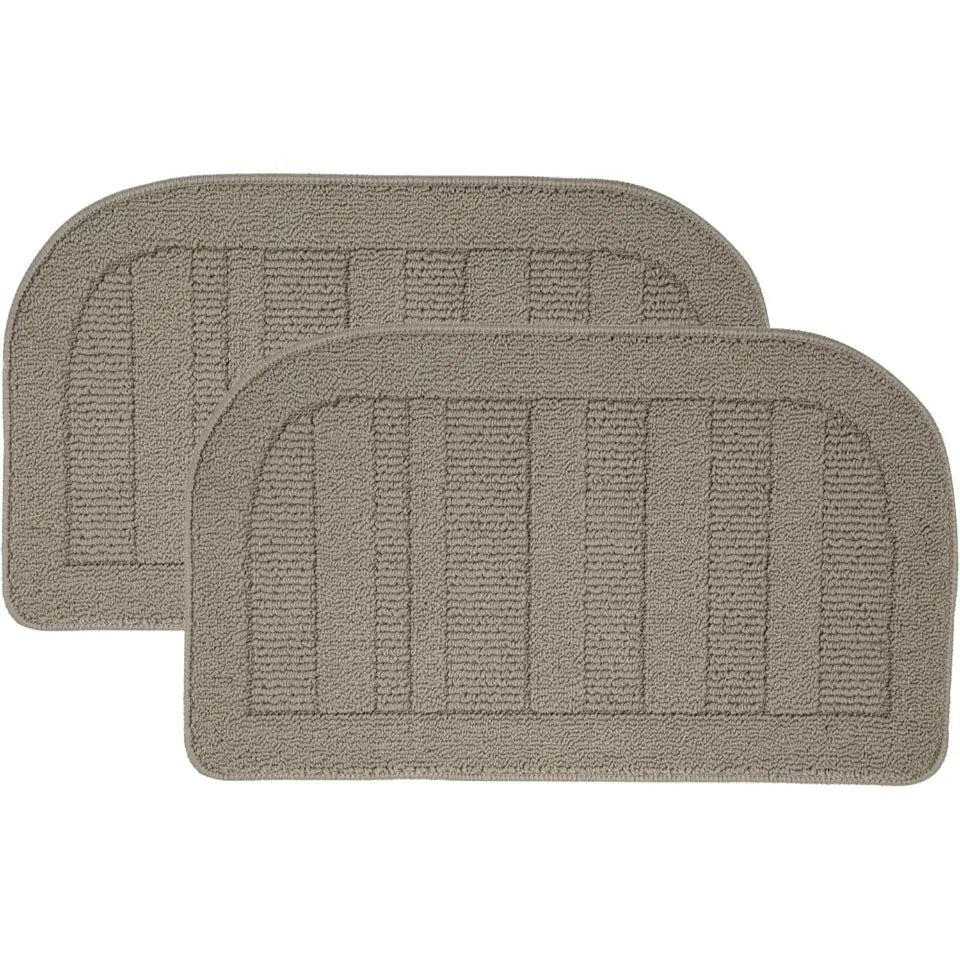 Two Taupe Semicircular Small Area Rugs Set for Kitchen