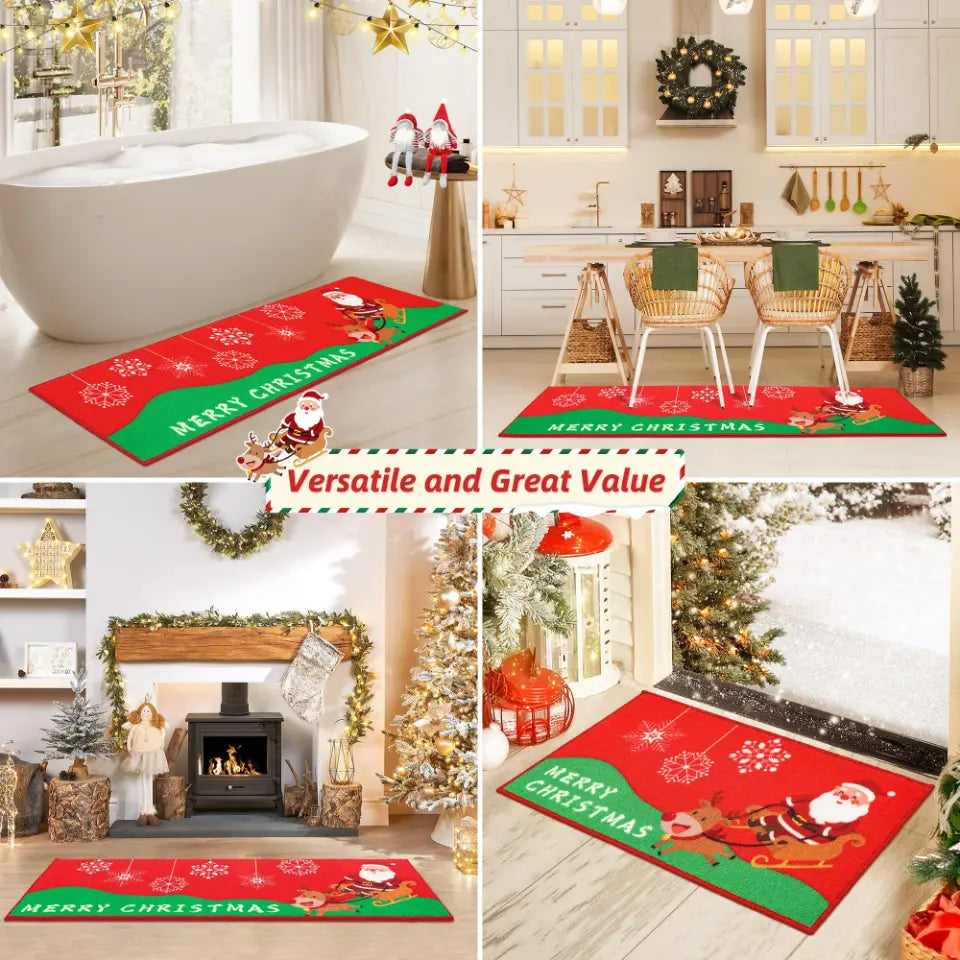 Versatile Applications of Santa Claus Christmas Kitchen Mat Sets