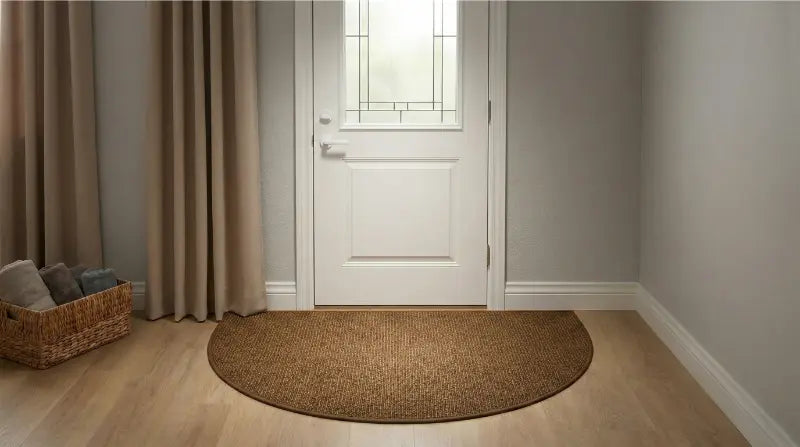 D shaped rug in front door
