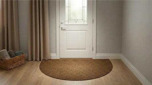 D shaped rug in front door