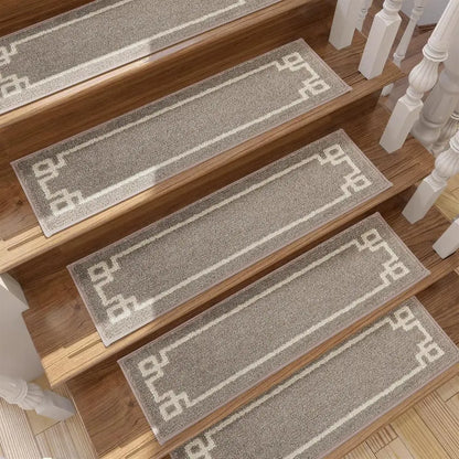 15pcs Beige Classic Framed Modern Stair Rugs Set