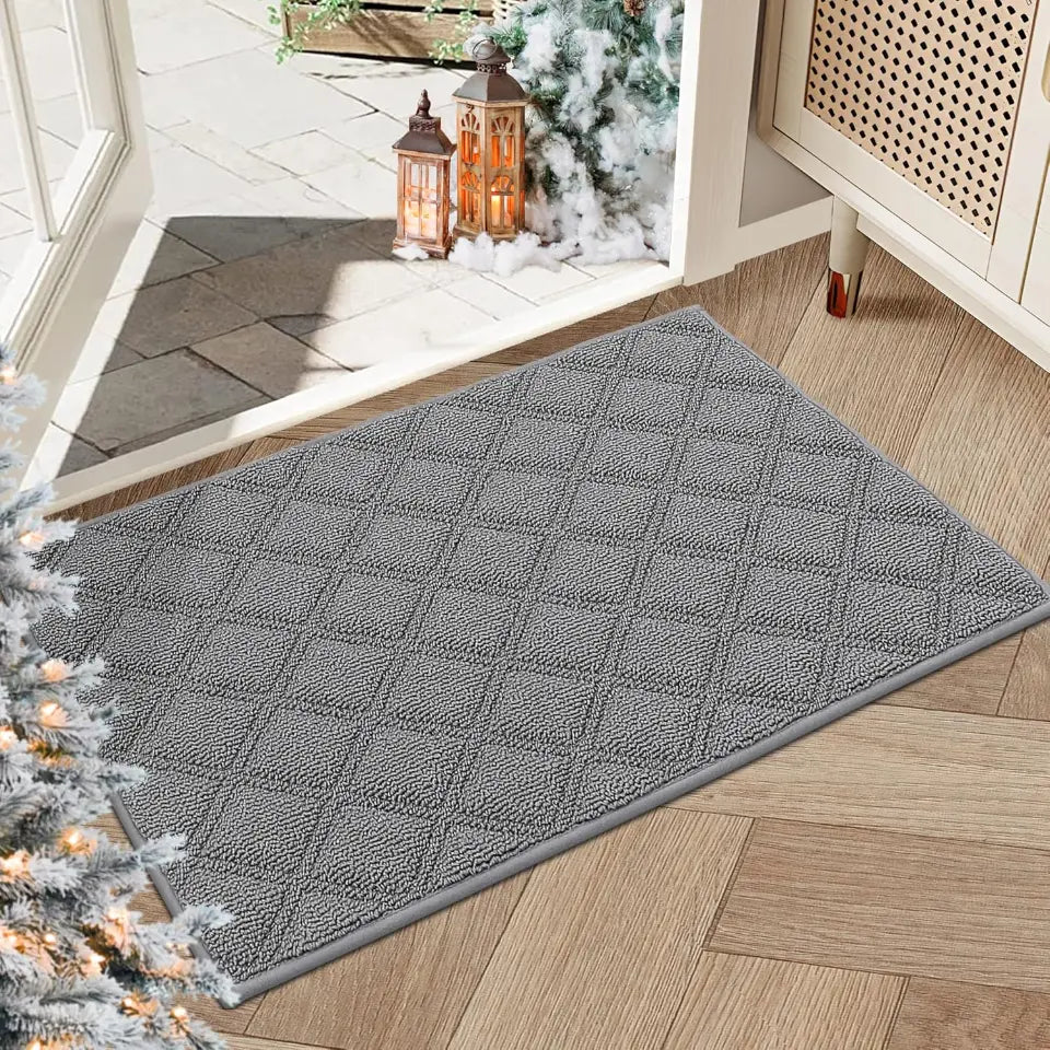 20x32 Grey Diamond Lattice Indoor Non Slip Door Mats