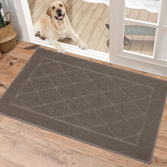20x32 Light Brown Embossed Diamond Lattice with Border Door Mats