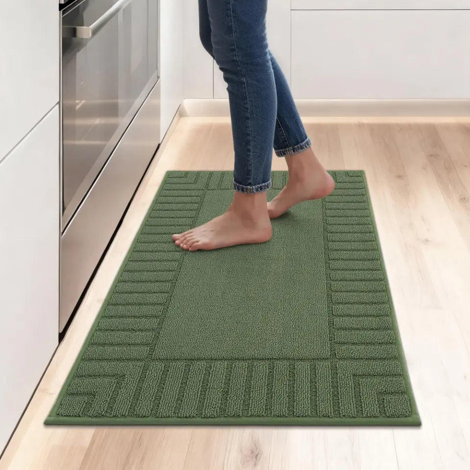 24x35 Green Striped Bordered Kitchen Anti Skid Mats