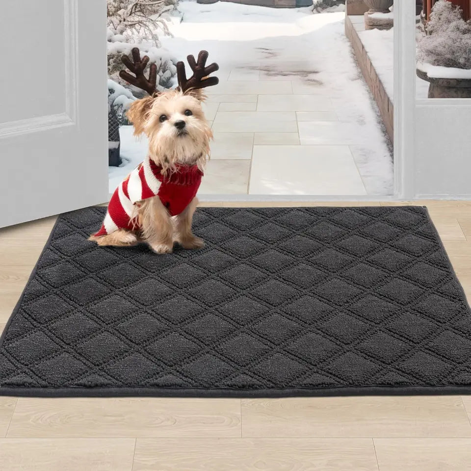 24x36 Dark Grey Diamond Lattice Indoor Non Slip Door Mats