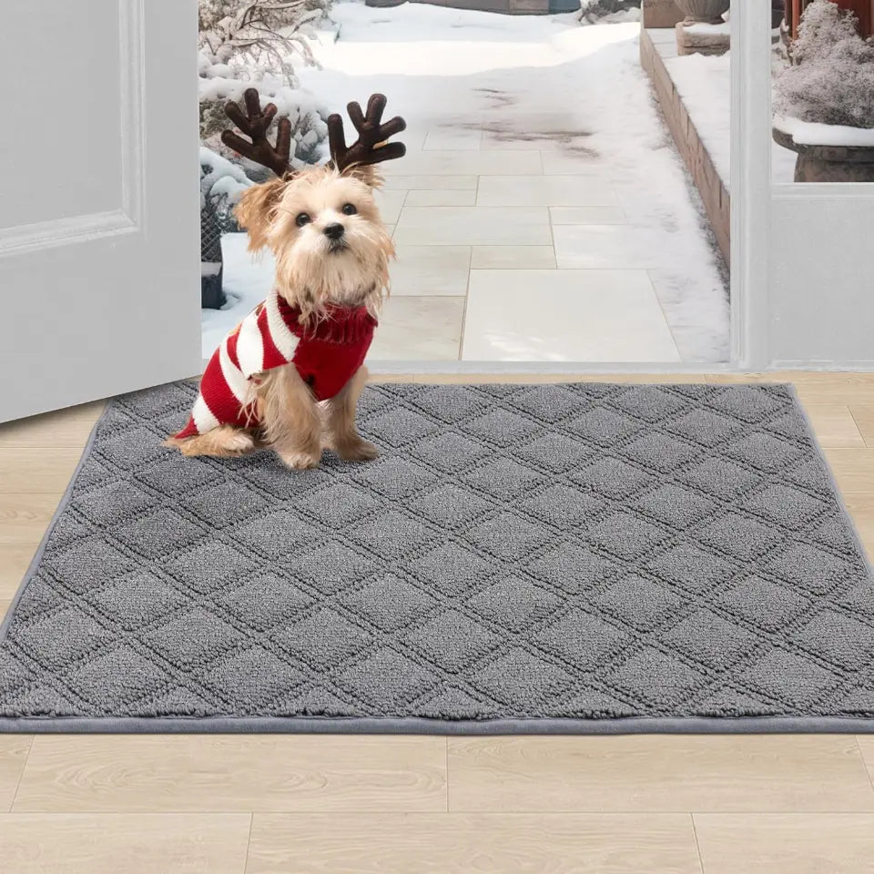 24x36 Grey Diamond Lattice Indoor Non Slip Door Mats