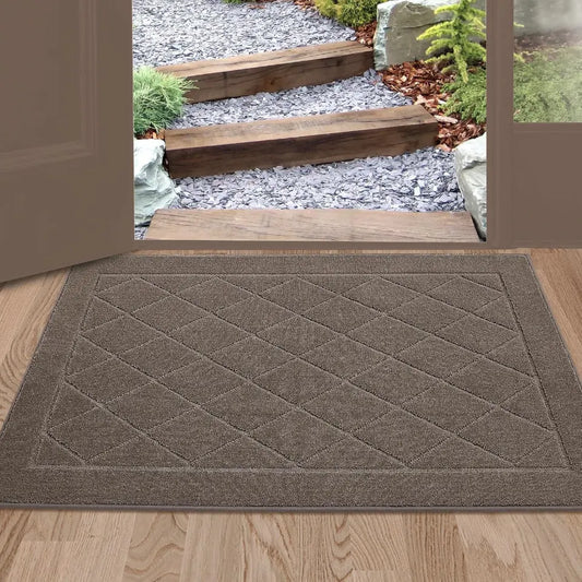 24x36 Light Brown Embossed Diamond Lattice with Border Door Mats