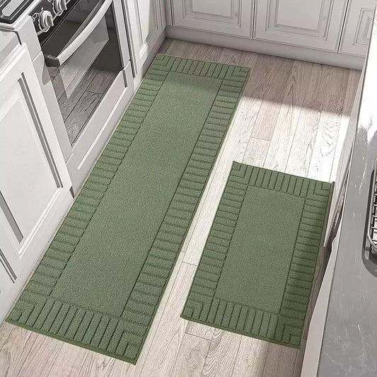 24x60 Green Striped Bordered Kitchen Anti Skid Mats