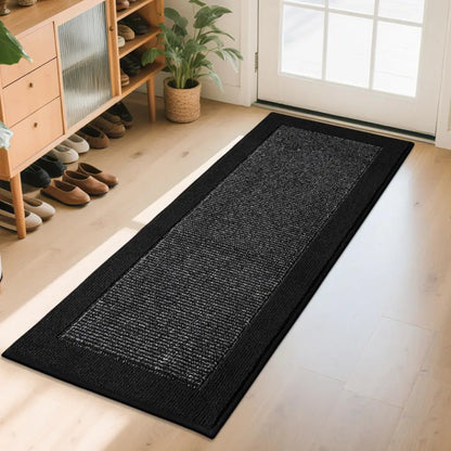 24x60 Black Non-Slip Washable Entryway Rugs