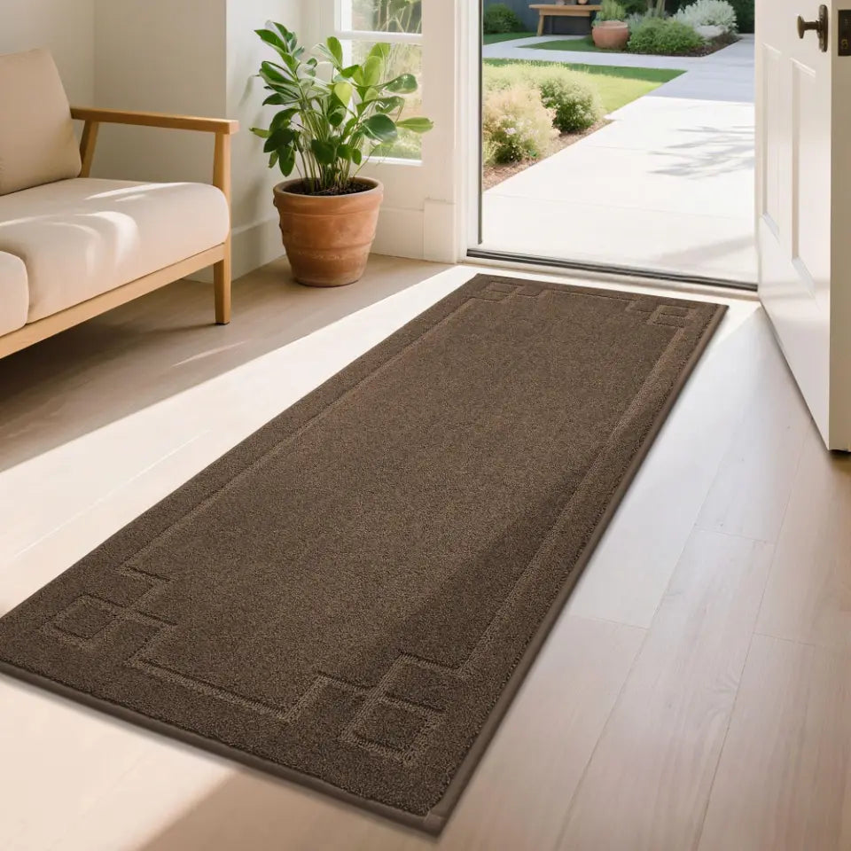 24x60 Brown Classic Framed Large Kitchen Rugs Set