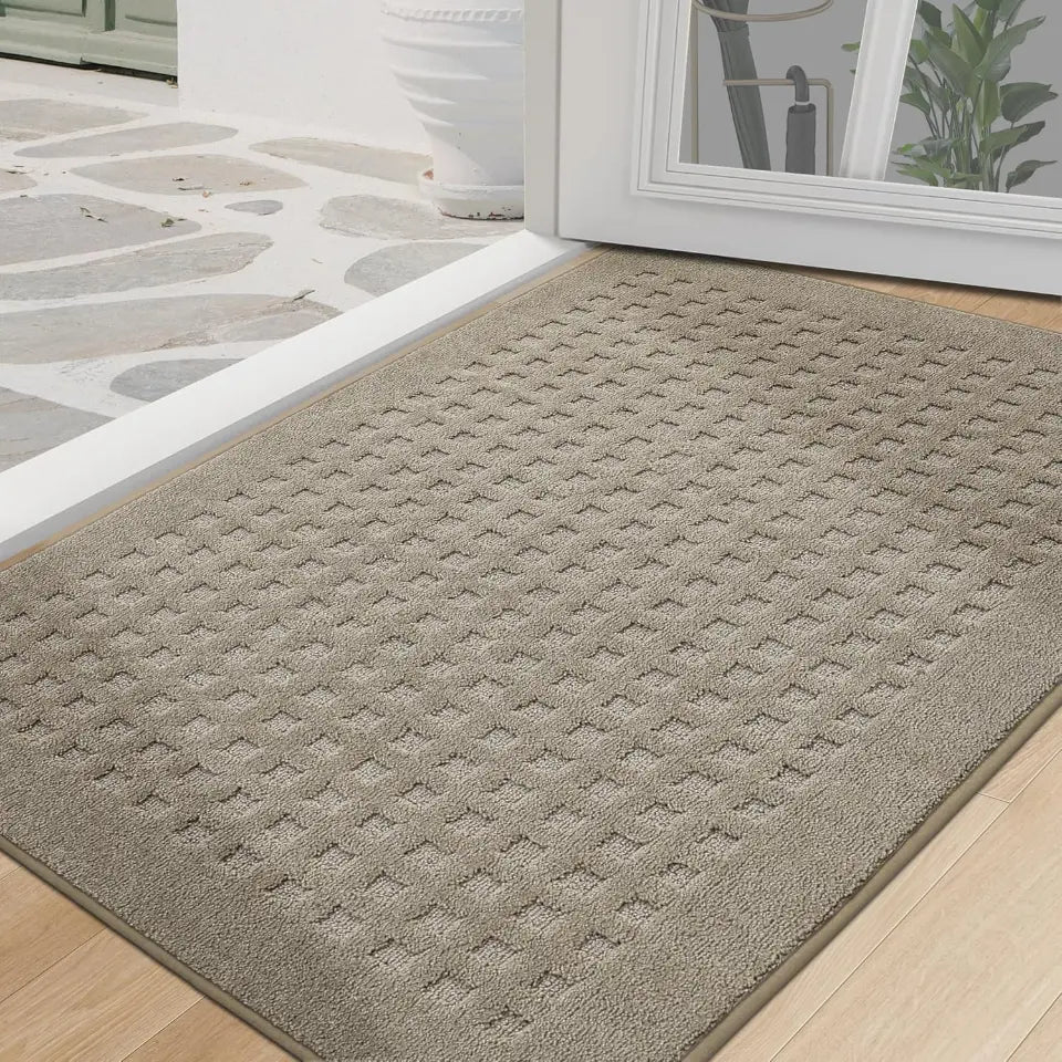 32x48 Beige Embossed Waffle Pattern Front Door Mats