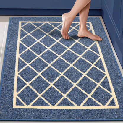 32x48 Blue Geometric Kitchen Rugs