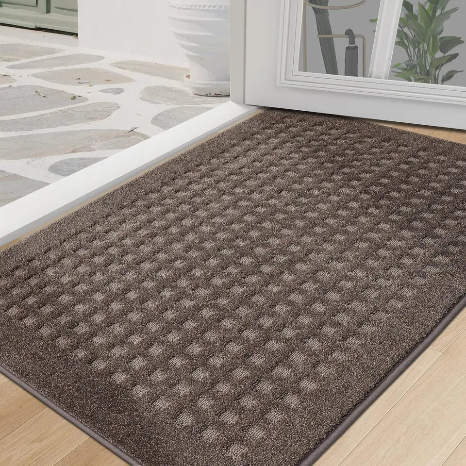 32x48 Brown Embossed Waffle Pattern Front Door Mats
