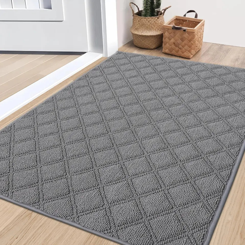 32x48 Grey Diamond Lattice Indoor Non Slip Door Mats