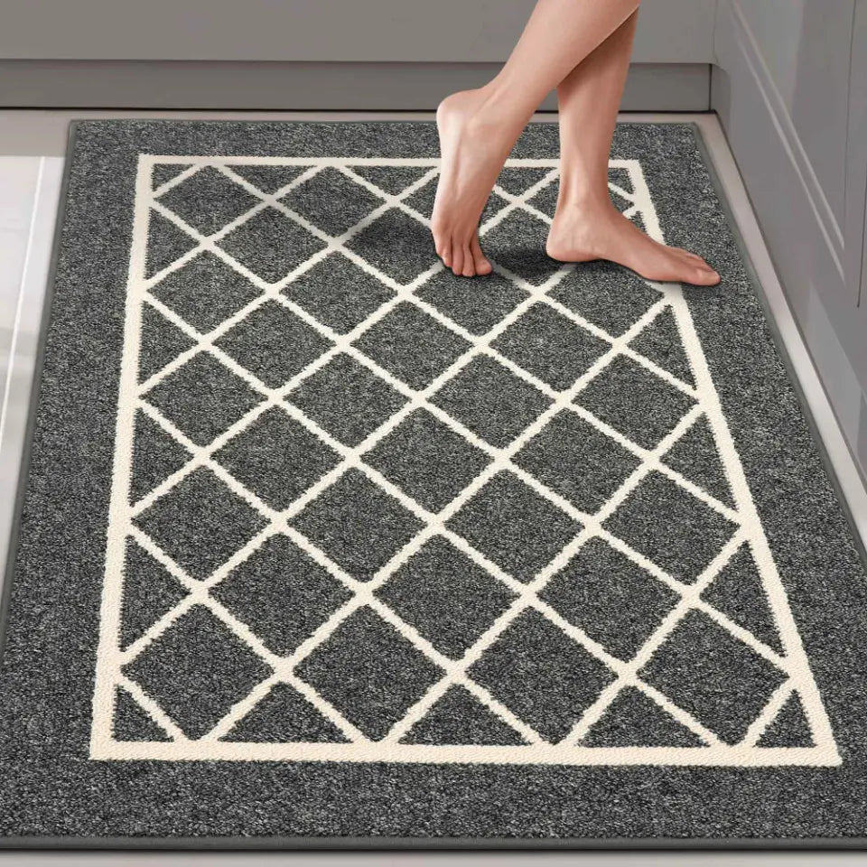 32x48 Grey Geometric Kitchen Rugs