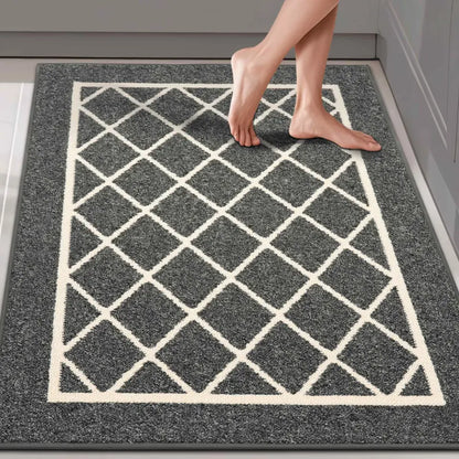 32x48 Grey Geometric Kitchen Rugs