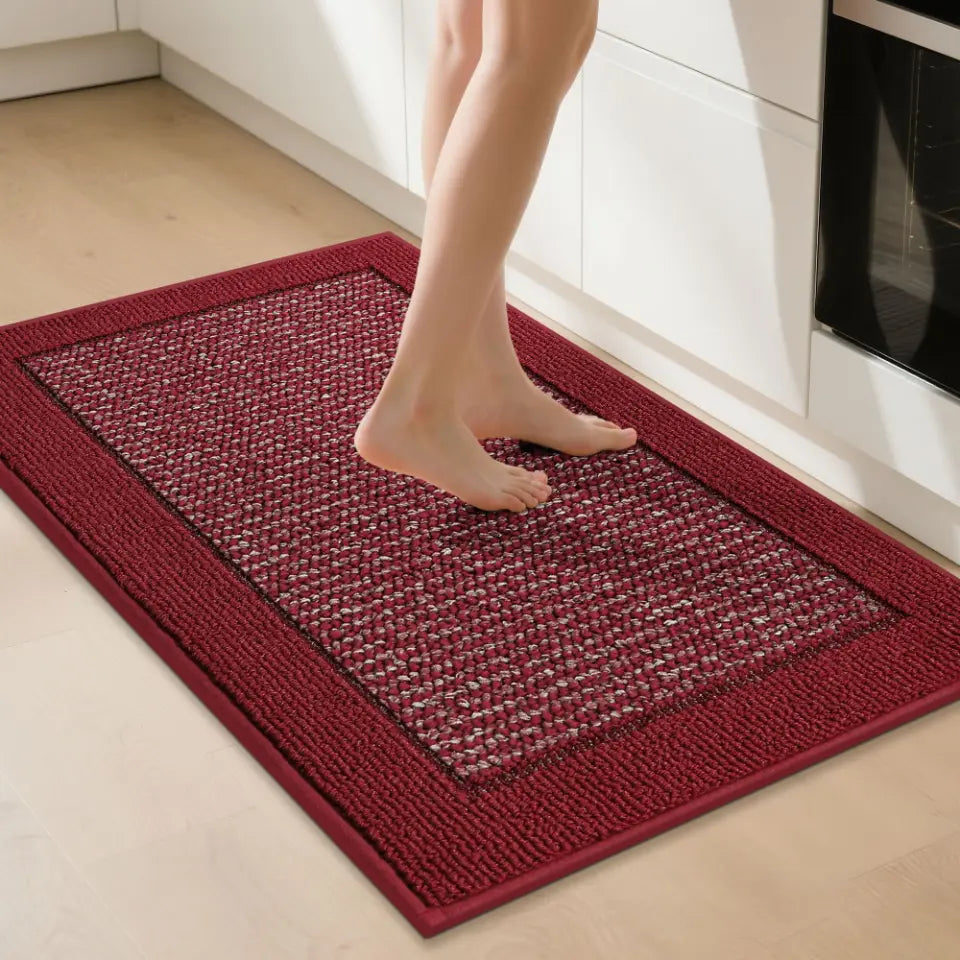 32x48 Red Solid Colored Bordered Long Kitchen Rug
