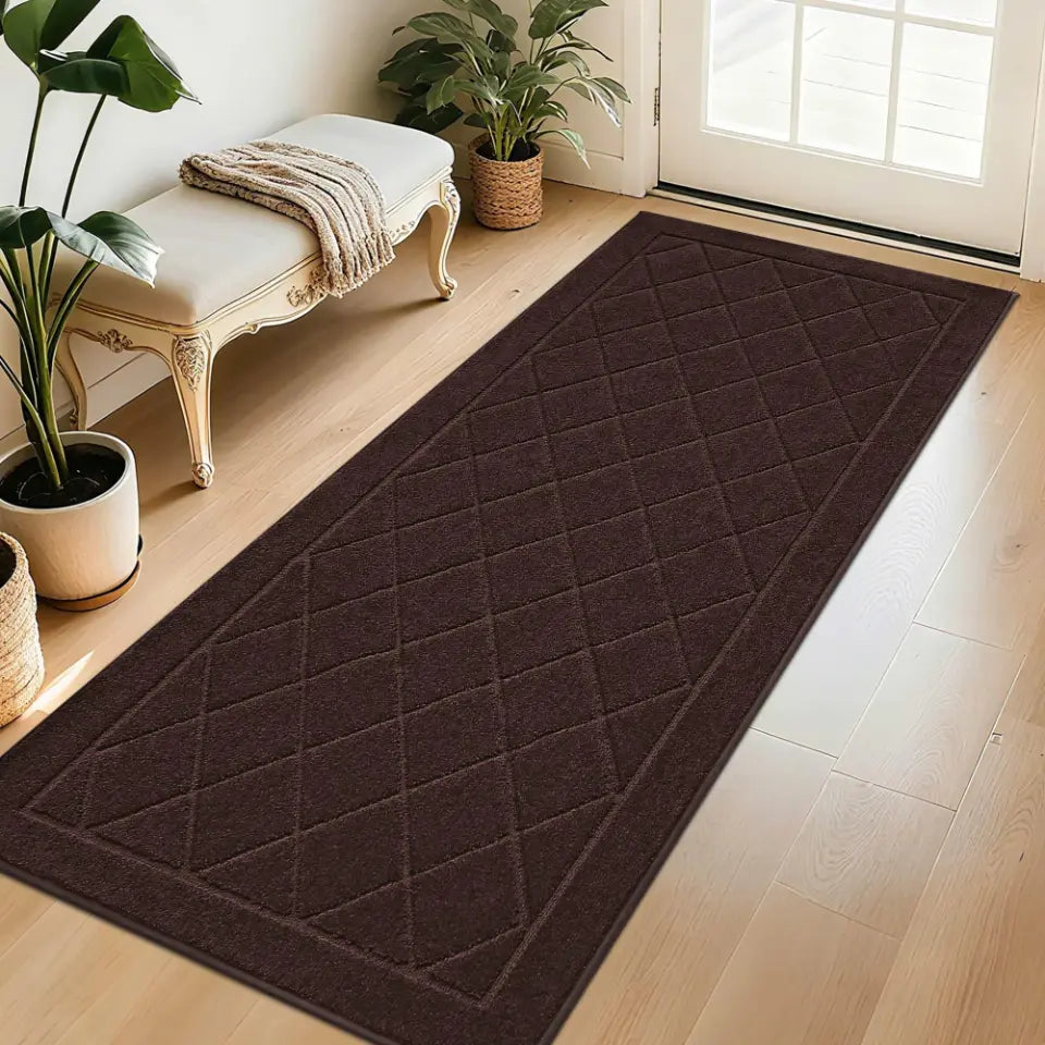 32x72 Brown Embossed Diamond Lattice with Border Door Mats